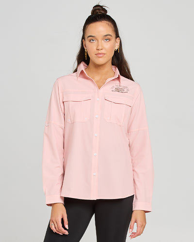 AFTER A WHILE CROCODILE | WOMENS FISHING SHIRT - BABY PEACH