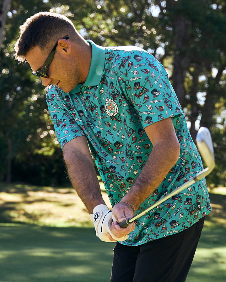 HUEYS GOLF | SS POLO  - TEAL