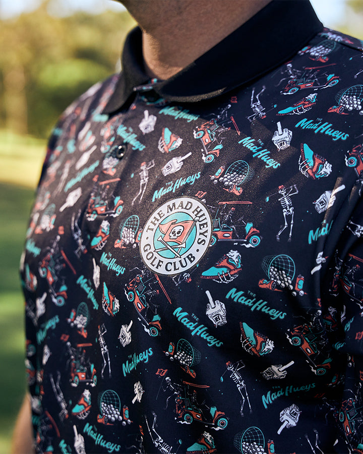 HUEYS GOLF | SS POLO  - BLACK