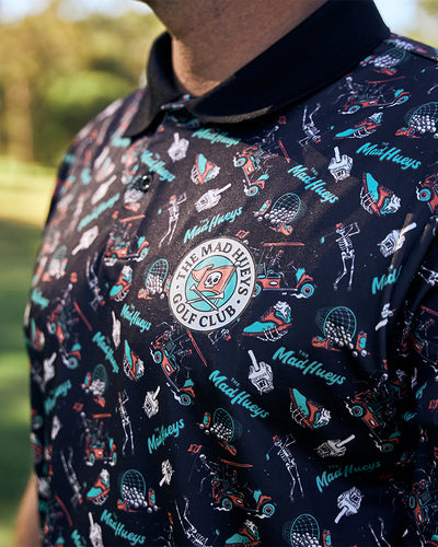 HUEYS GOLF | SS POLO  - BLACK