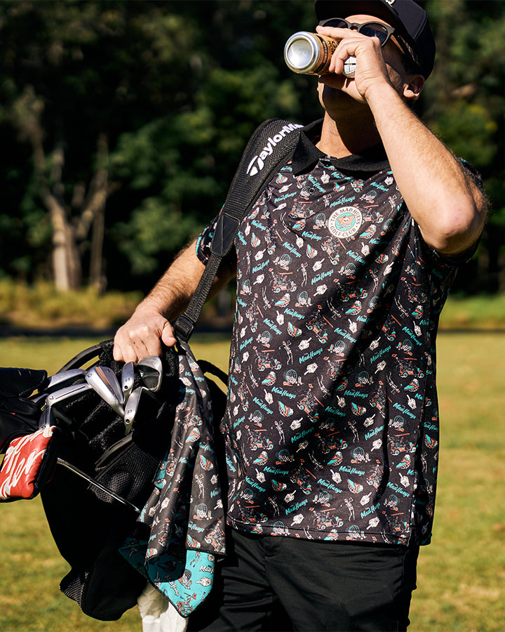 HUEYS GOLF | SS POLO  - BLACK