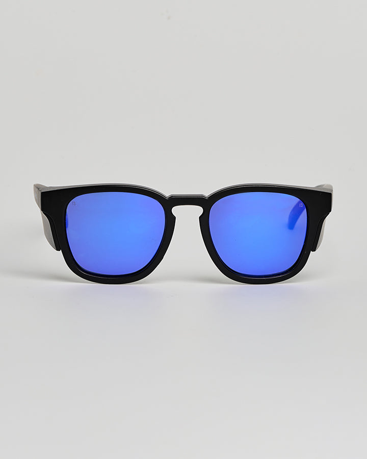 X ANGLER | BLUE MIRROR POLARISED SUNGLASSES - MATTE BLACK