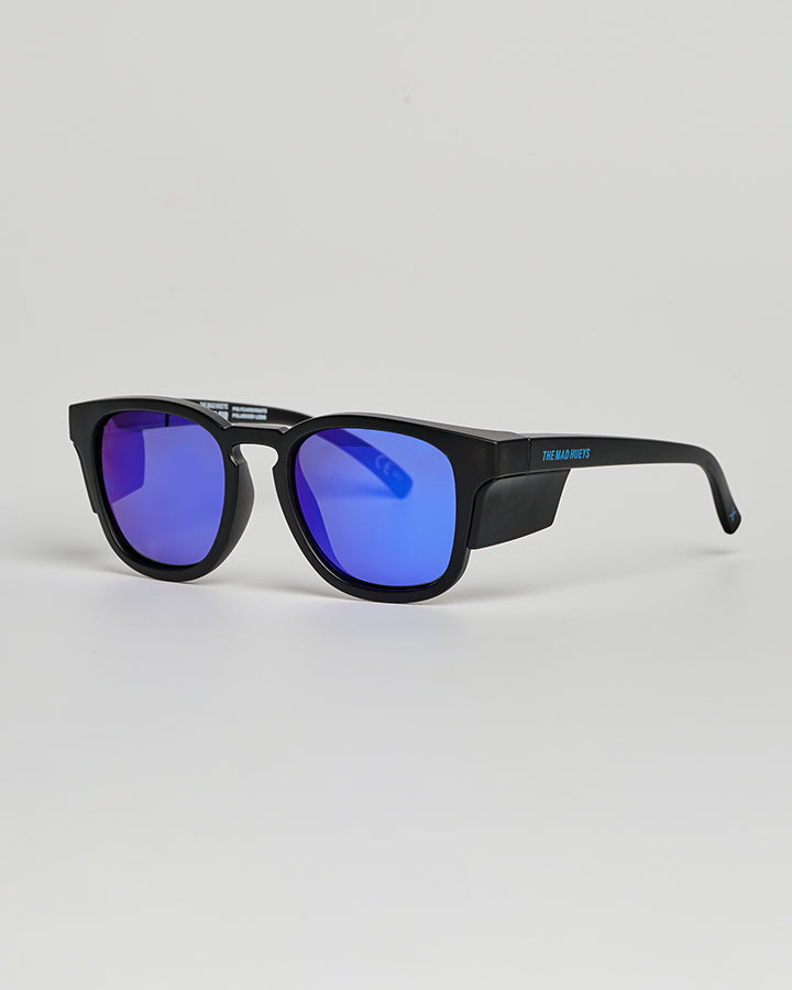 X ANGLER | BLUE MIRROR POLARISED SUNGLASSES - MATTE BLACK