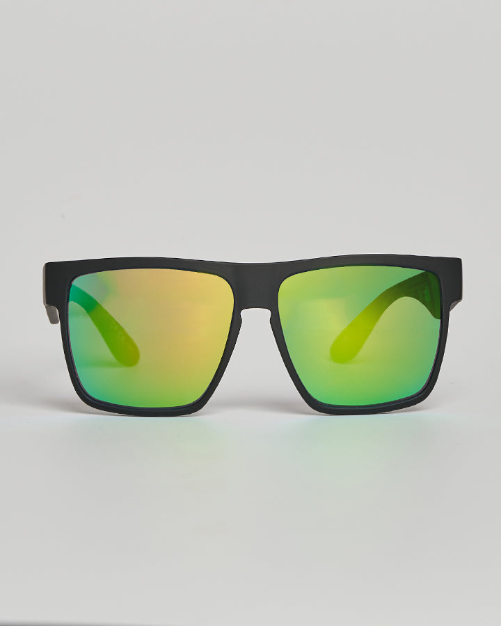 X PULSE | GREEN MIRROR POLARISED SUNGLASSES - MATTE BLACK