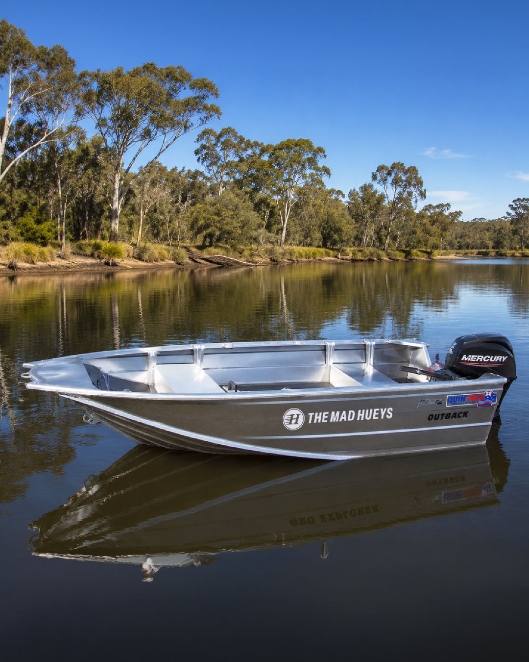 THE MAD HUEYS | 900MM DIE CUT BOAT STICKER - WHITE
