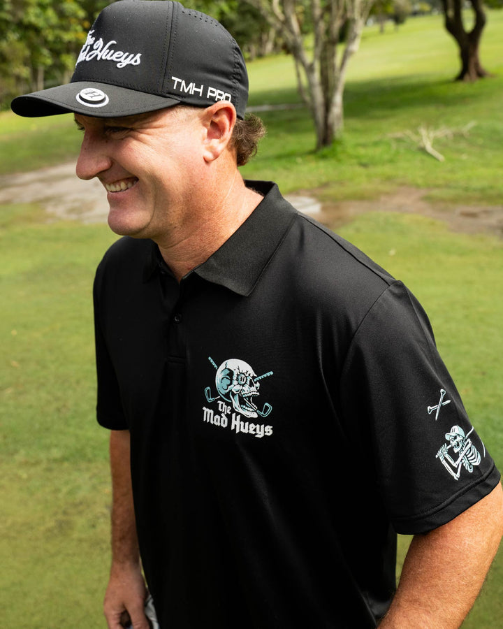 HITTIN FK ALL | SS GOLF POLO - BLACK