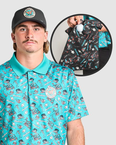 HUEYS GOLF PACK | GOLF POLO + CAP + TOWEL - TEAL