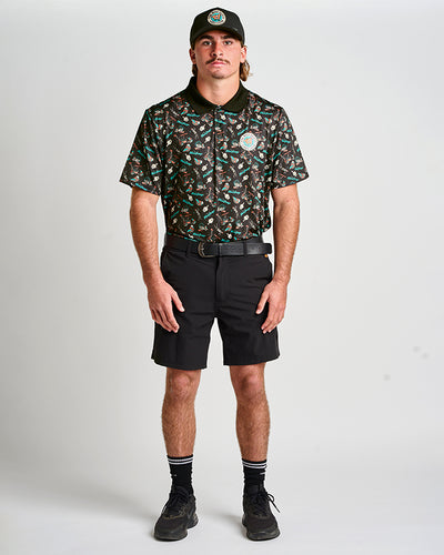 HUEYS GOLF | SS POLO  - BLACK