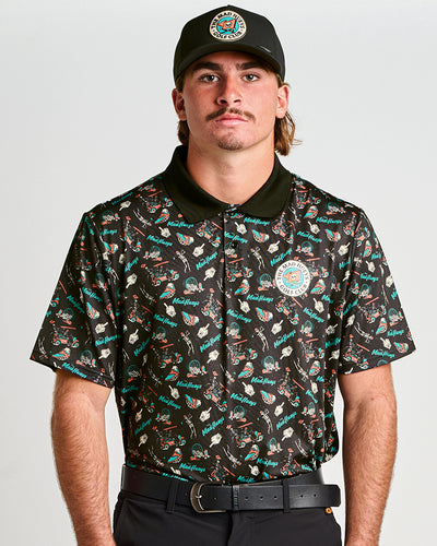 HUEYS GOLF | SS POLO  - BLACK