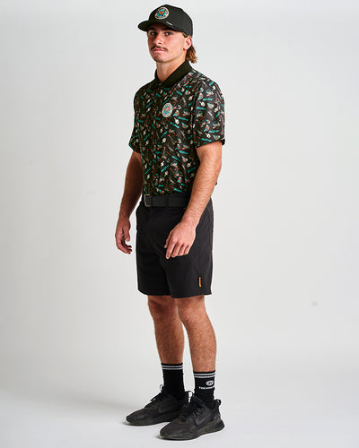 HUEYS GOLF | SS POLO  - BLACK