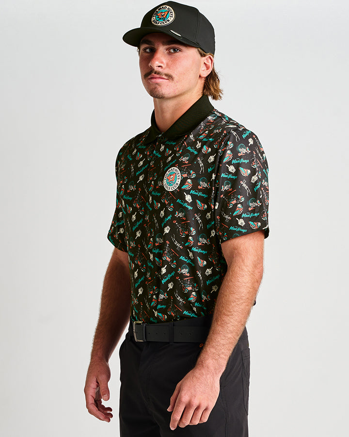 HUEYS GOLF | SS POLO  - BLACK