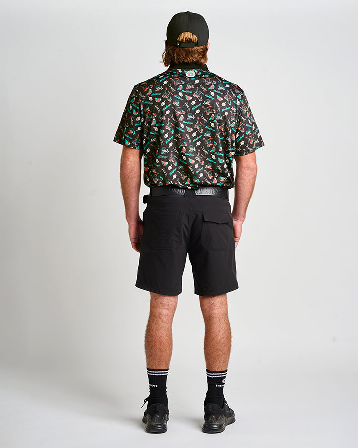 HUEYS GOLF | SS POLO  - BLACK