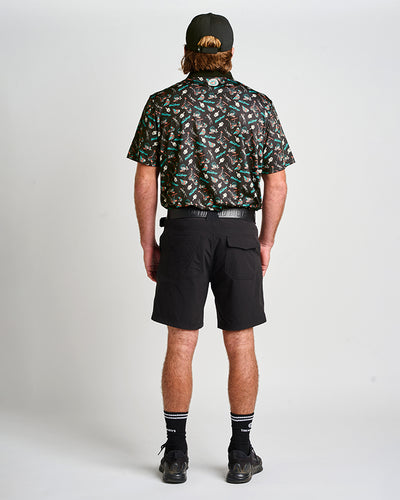 HUEYS GOLF | SS POLO  - BLACK