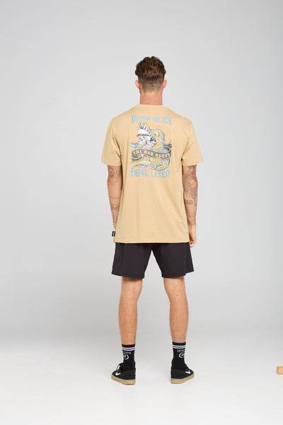 DRINK QUICK THINK LATER | SS TEE - TAN
