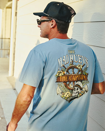 SHIPWRECKED CAPTAIN | SS TEE - STEEL BLUE