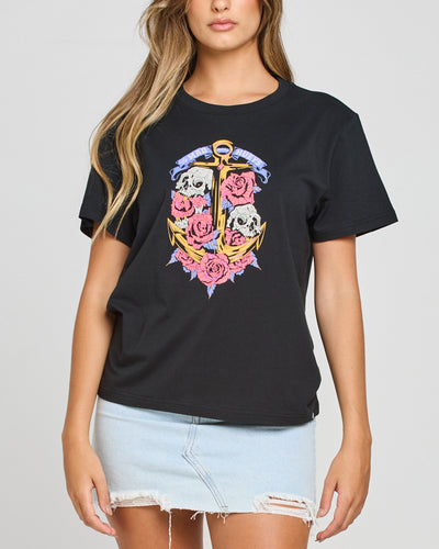 SKULLS AND ROSES | WOMENS SS TEE - BLACK