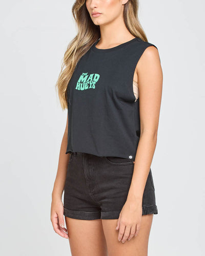 ALOHA FROM HELL | WOMENS CROP MUSCLE - BLACK