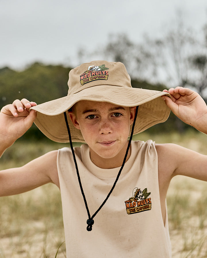 THE ISLAND CAPTAIN | YOUTH WIDE BRIM HAT - TAN