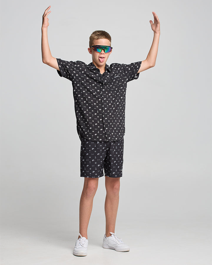 ANCHOR BONES | YOUTH WOVEN SHIRT - BLACK