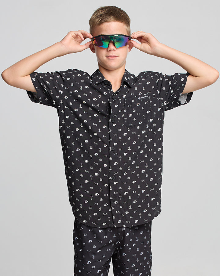 ANCHOR BONES | YOUTH WOVEN SHIRT - BLACK