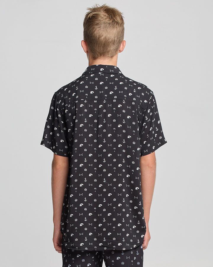 ANCHOR BONES | YOUTH WOVEN SHIRT - BLACK