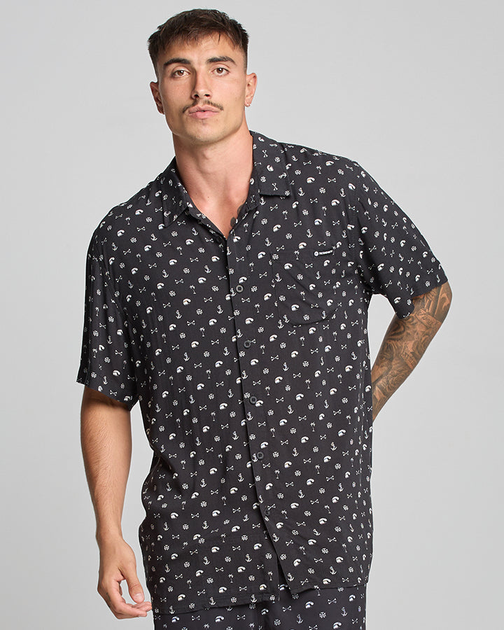 ANCHOR BONES | WOVEN SHIRT - BLACK