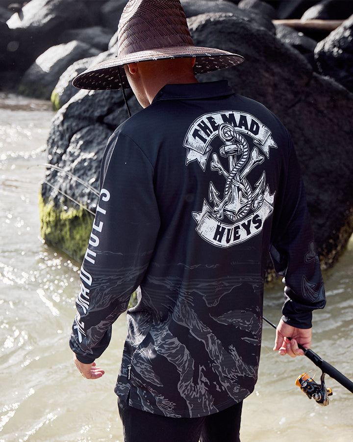 ANCHOR BONES | UPF 50+ FISHING JERSEY - BLACK