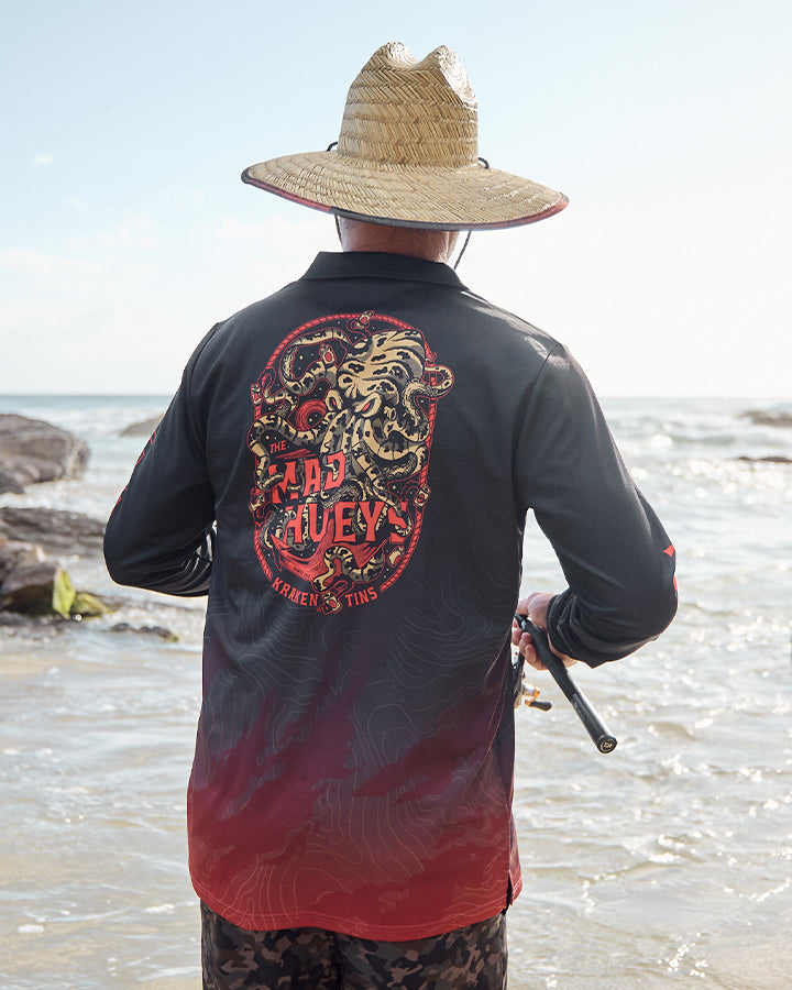 KRAKEN TINS | UPF 50+ FISHING JERSEY - BLACK