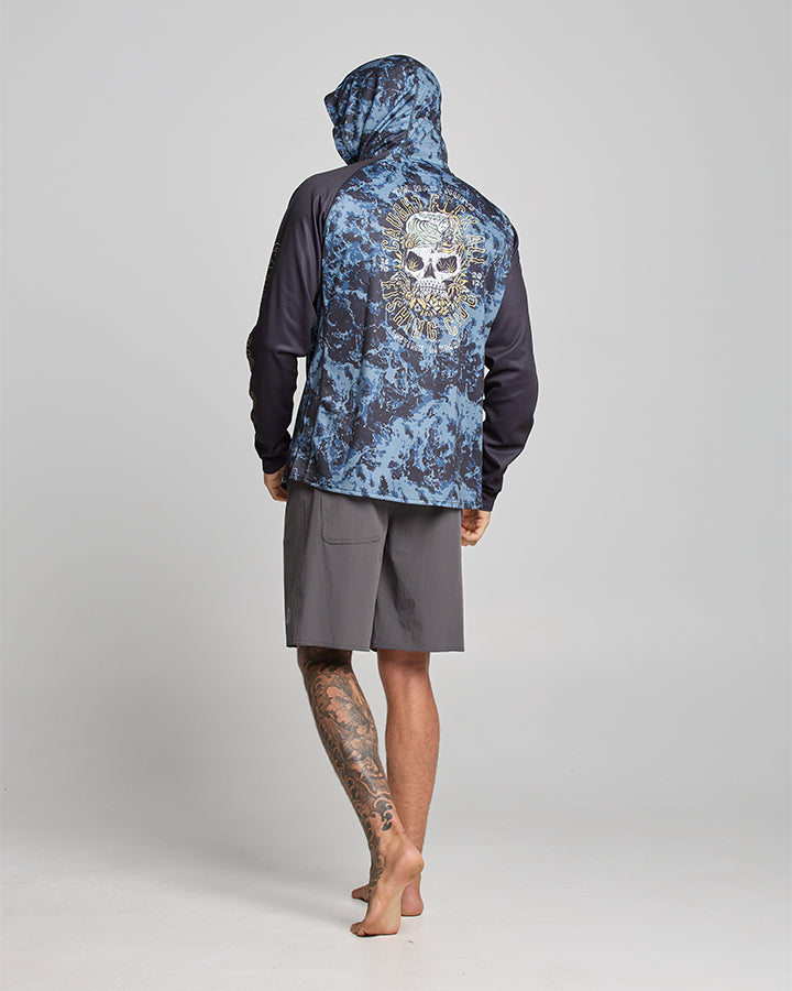 CAUGHT FK ALL | UPF 50+ HOODED MASKED FISHING JERSEY - DARK COBALT
