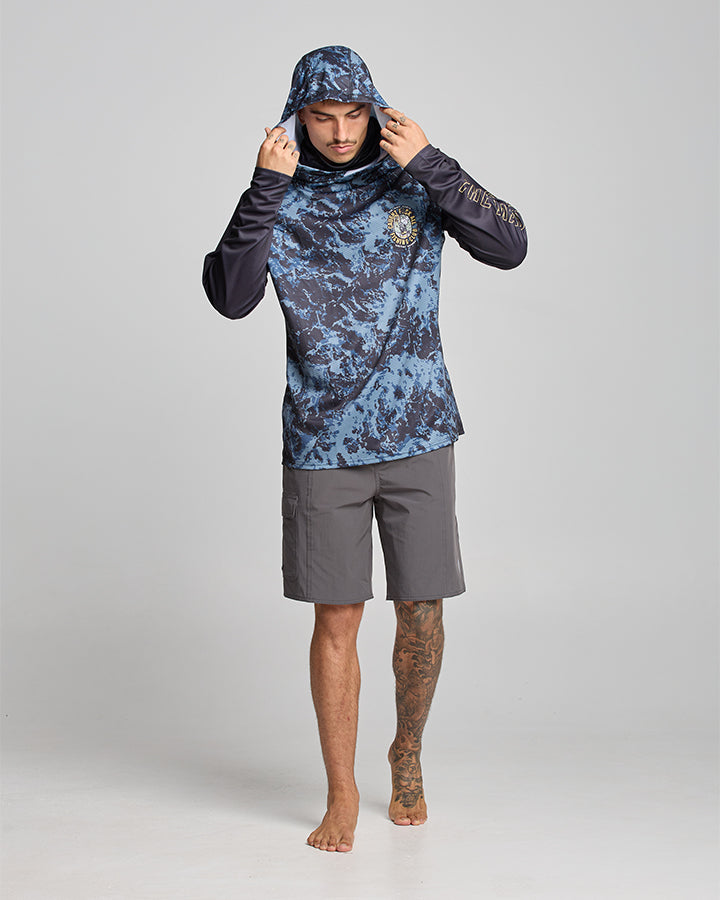 CAUGHT FK ALL | UPF 50+ HOODED MASKED FISHING JERSEY - DARK COBALT