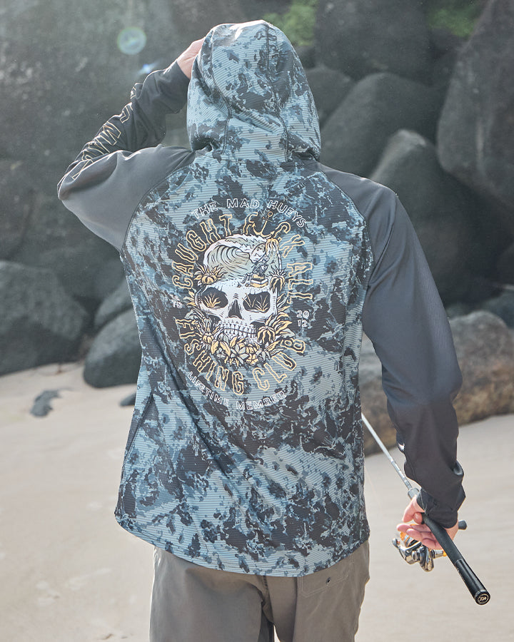 CAUGHT FK ALL | UPF 50+ HOODED MASKED FISHING JERSEY - DARK COBALT