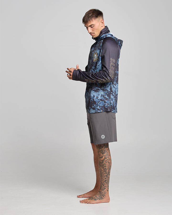 CAUGHT FK ALL | UPF 50+ HOODED MASKED FISHING JERSEY - DARK COBALT