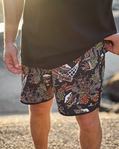 THE ISLAND CAPTAIN | 17" BOARDSHORT - BLACK