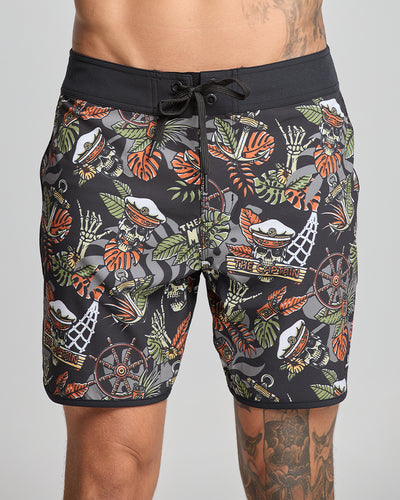 THE ISLAND CAPTAIN | 17" BOARDSHORT - BLACK