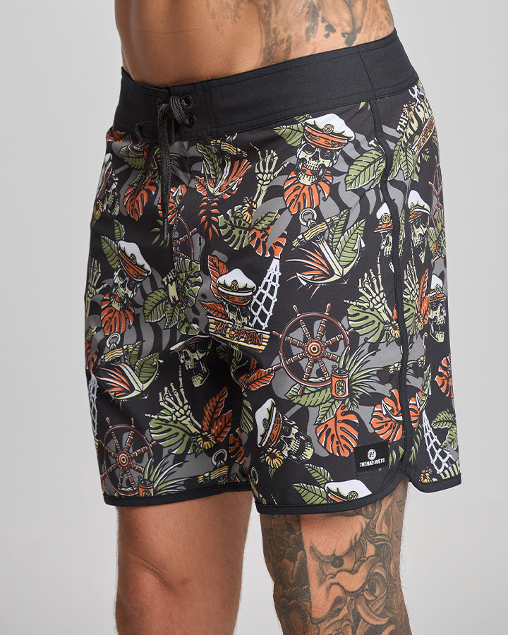 THE ISLAND CAPTAIN | 17" BOARDSHORT - BLACK