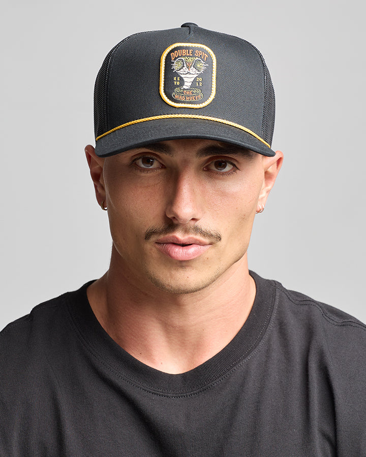 DOUBLE SPIT | TWILL TRUCKER - BLACK