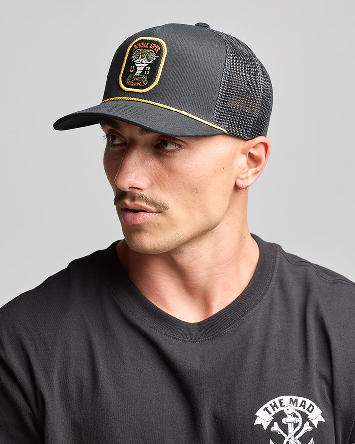 DOUBLE SPIT | TWILL TRUCKER - BLACK