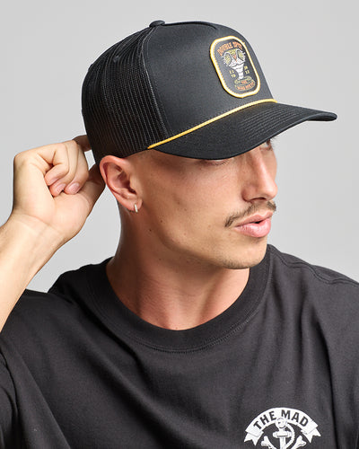 DOUBLE SPIT | TWILL TRUCKER - BLACK