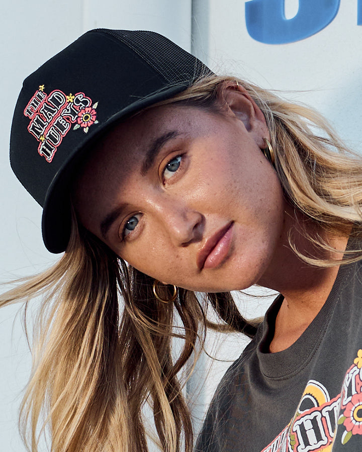 SKULL TATTOO | WOMENS TWILL TRUCKER - BLACK