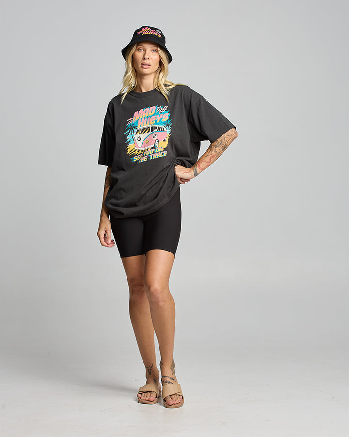 SEE YOU ON THE TRACK | WOMENS OVERSIZED SS TEE - VINTAGE BLACK