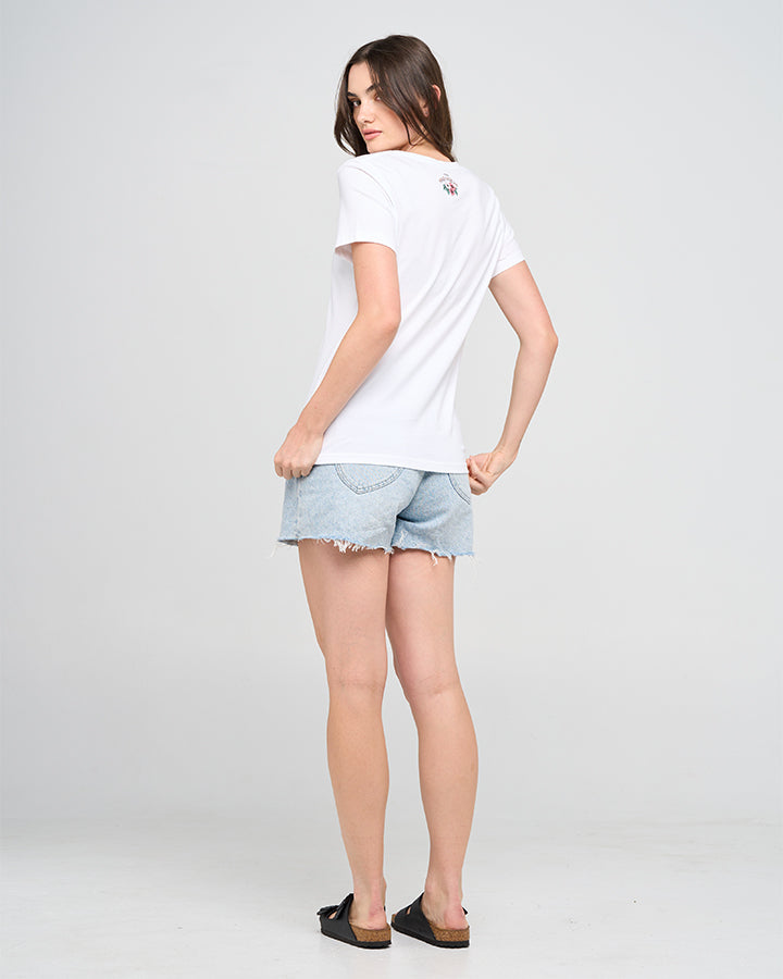 TIKI ANCHOR | WOMENS V NECK TEE - WHITE
