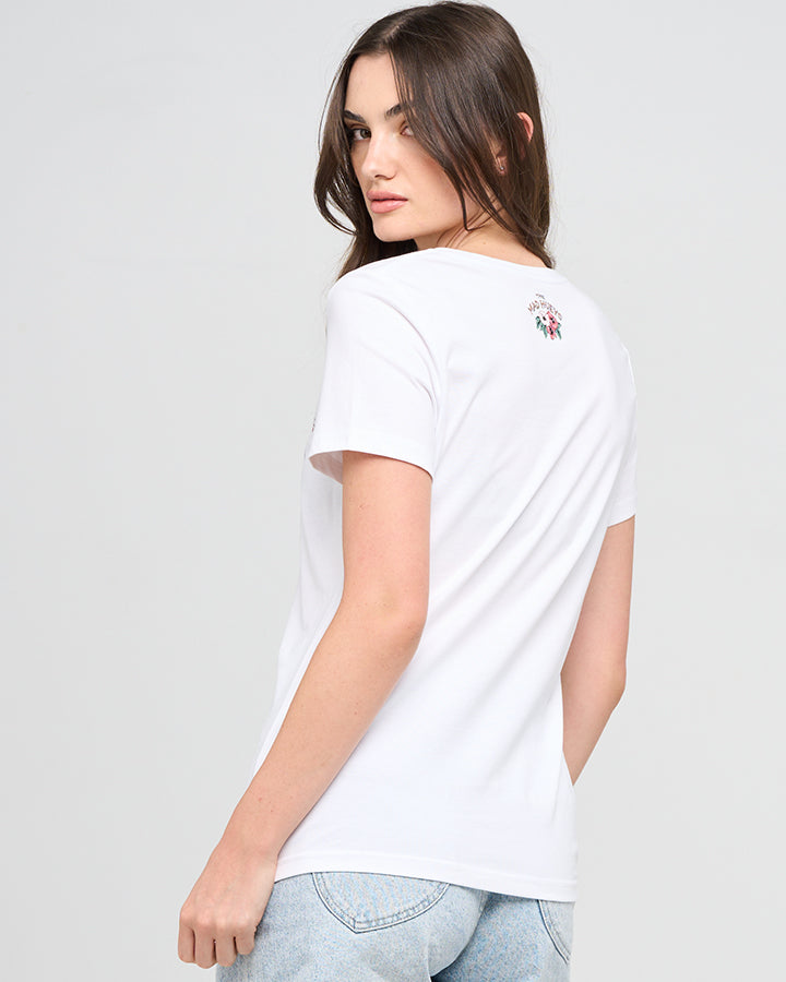 TIKI ANCHOR | WOMENS V NECK TEE - WHITE