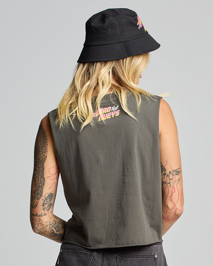 SEE YOU ON THE TRACK | WOMENS CROP MUSCLE - CHARCOAL