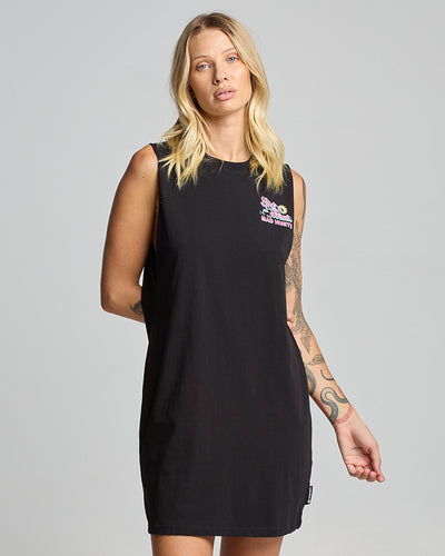 LIFES A BEACH | WOMENS MUSCLE DRESS - BLACK