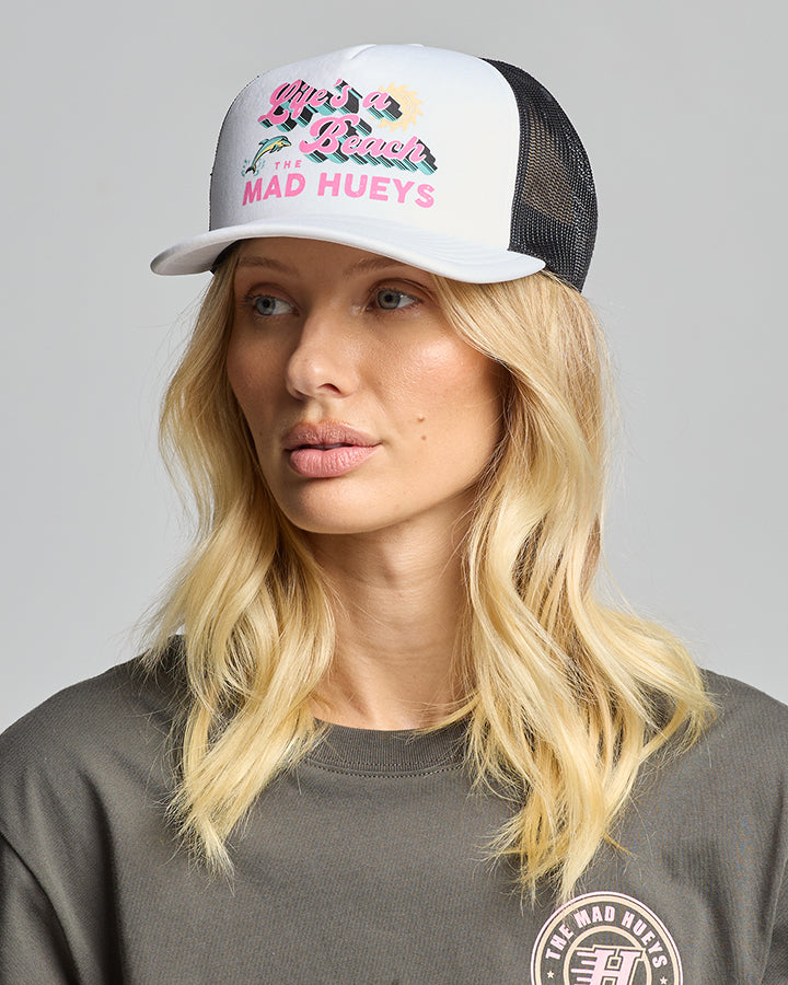 LIFES A BEACH | WOMENS FOAM TRUCKER - WHITE