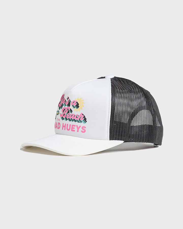 LIFES A BEACH | WOMENS FOAM TRUCKER - WHITE