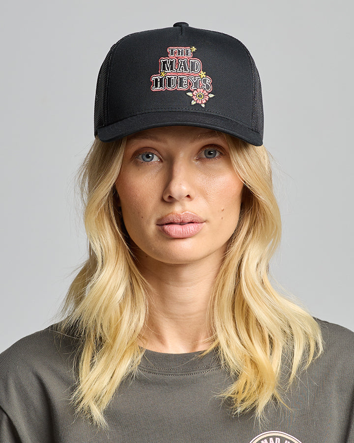 SKULL TATTOO | WOMENS TWILL TRUCKER - BLACK