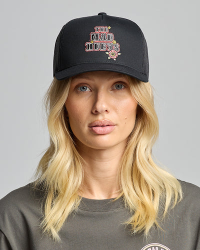 SKULL TATTOO | WOMENS TWILL TRUCKER - BLACK