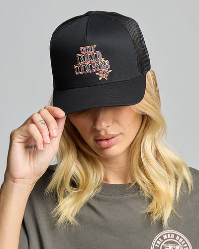 SKULL TATTOO | WOMENS TWILL TRUCKER - BLACK