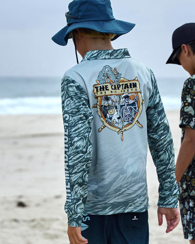 CROC CAPTAIN | YOUTH UPF 50+ FISHING JERSEY - FADED DUST